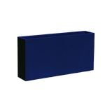 Milano narrow rectangular fiberglass planter in Matte Cobalt Blue, studio render
