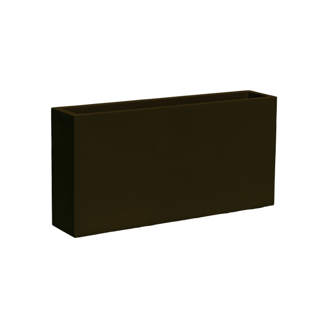 Milano narrow rectangular fiberglass planter in Matte Dark Brown, studio render