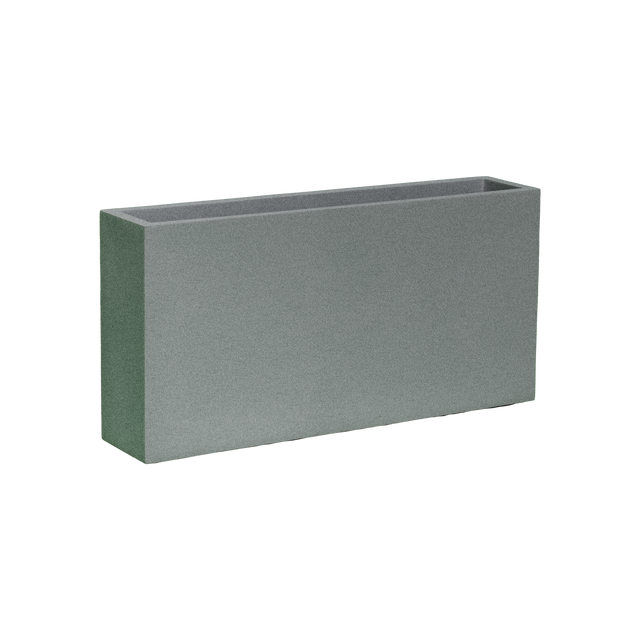 Milano narrow rectangular fiberglass planter in Matte Gunmetal, studio render