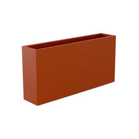 Milano narrow fiberglass planter in Matte Terra Cotta