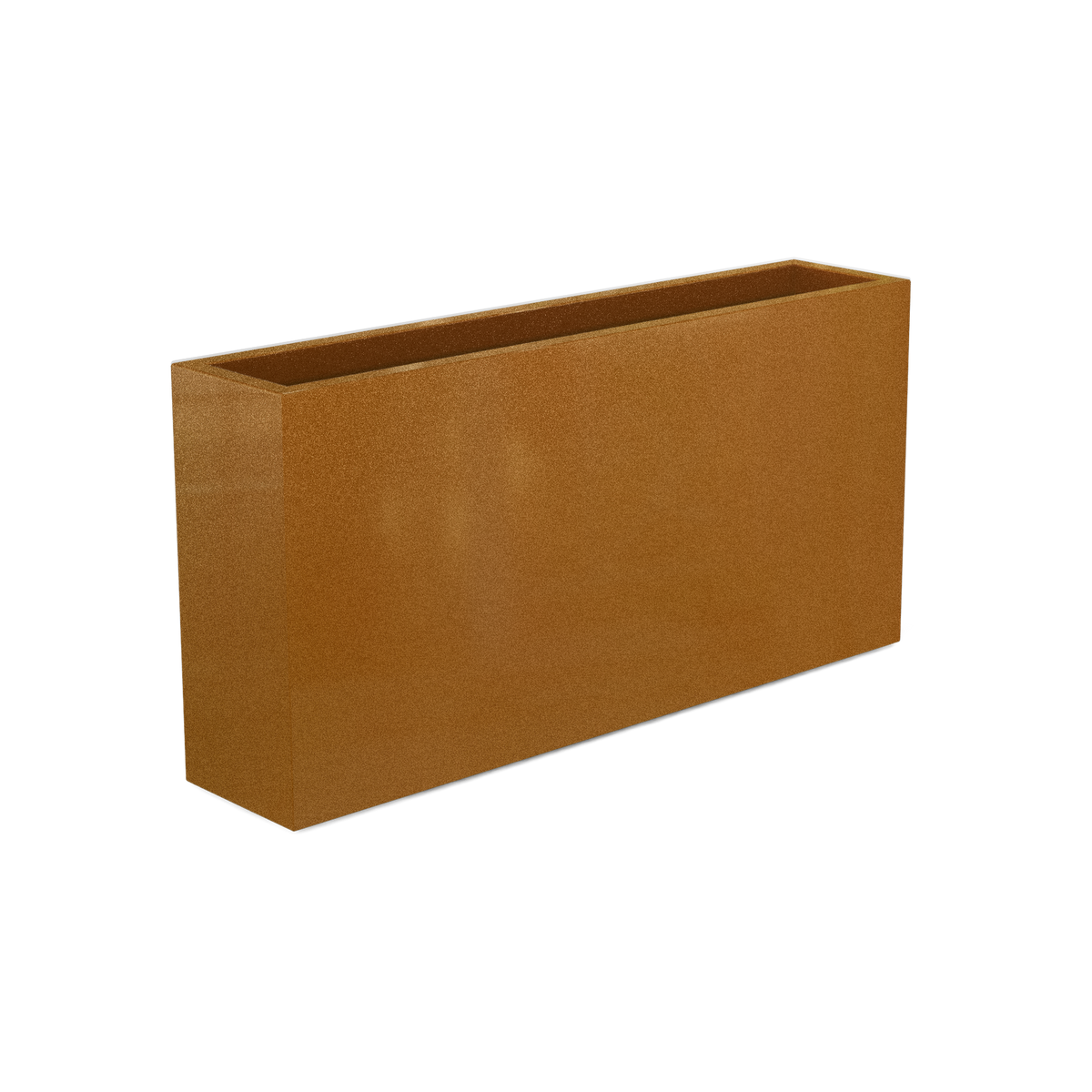 Milano narrow fiberglass planter in Metallic Bronze