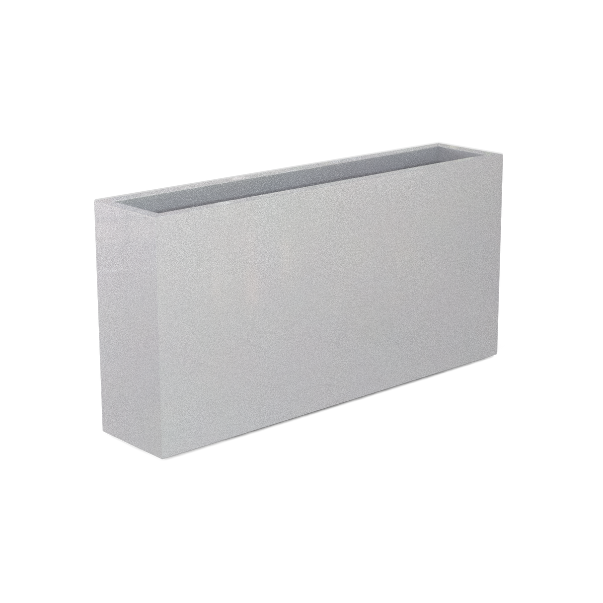 Milano narrow fiberglass planter in Metallic Silver