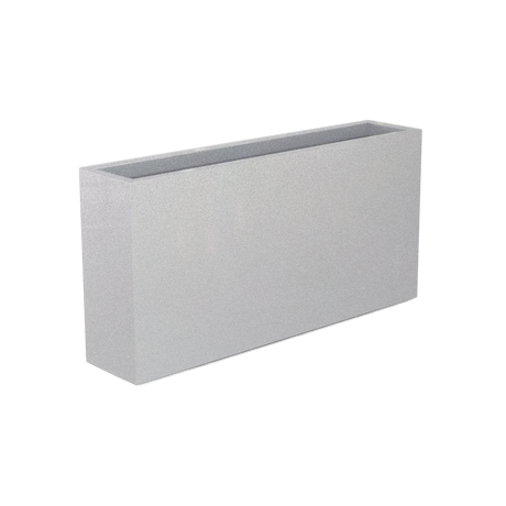 Milano narrow fiberglass planter in Metallic Silver