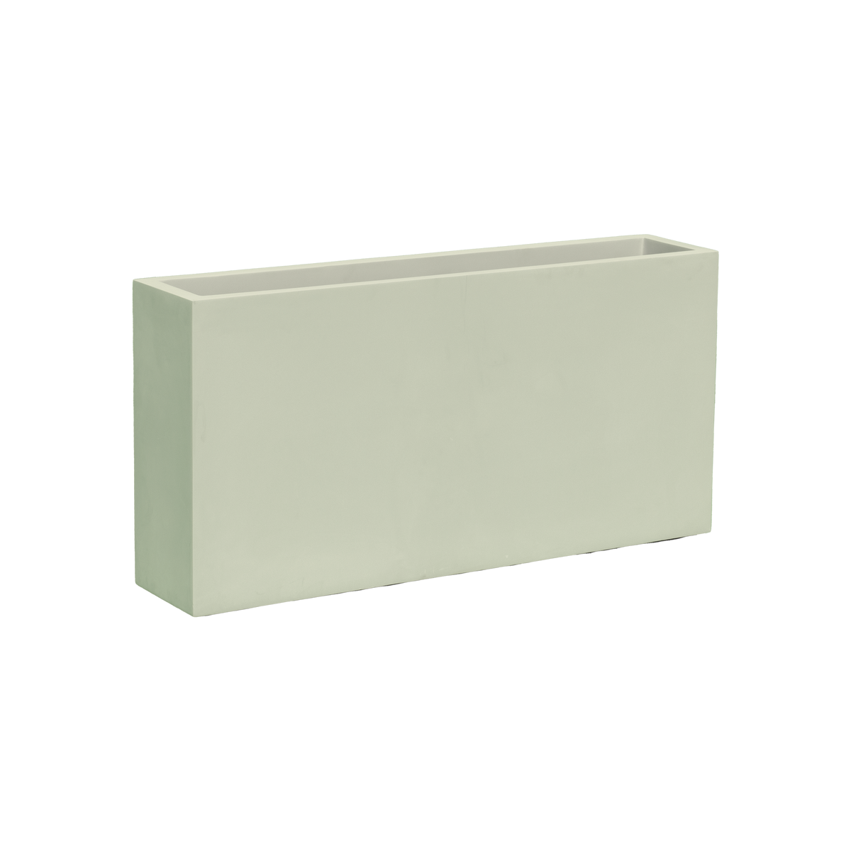 Milano narrow rectangular fiberglass planter in Satin Beige, studio render