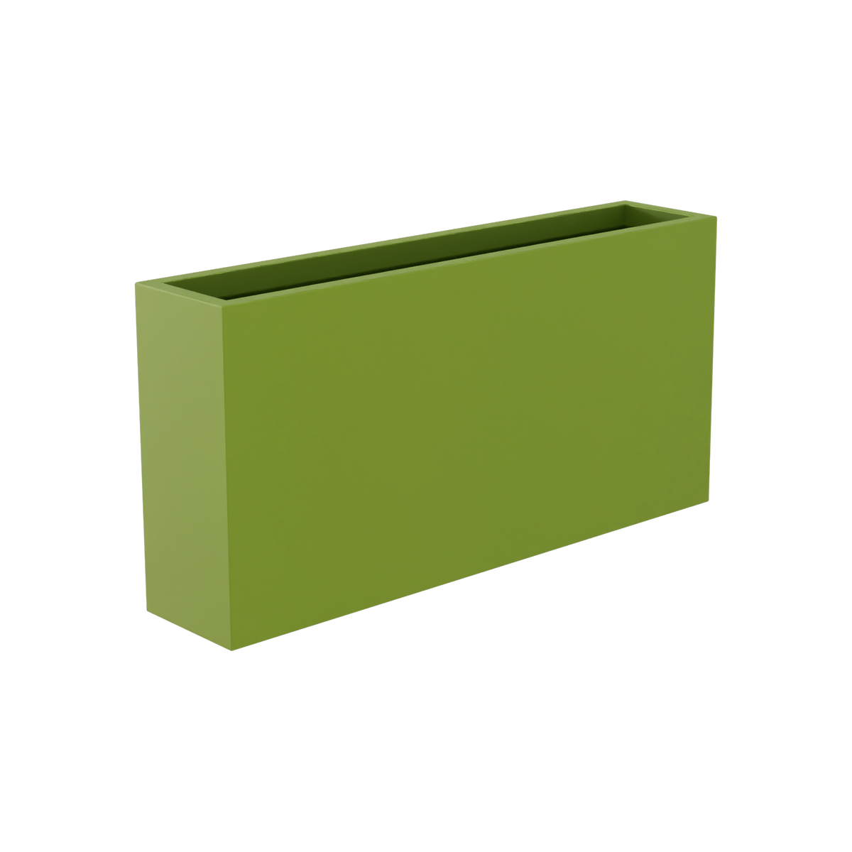 Milano narrow fiberglass planter in Satin Green