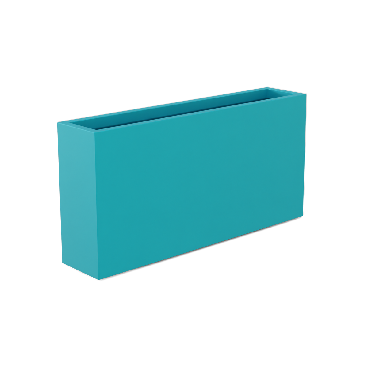 Milano narrow fiberglass planter in Satin Seafoam Green