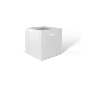 Monaco cube fiberglass planter in Gloss Bright White