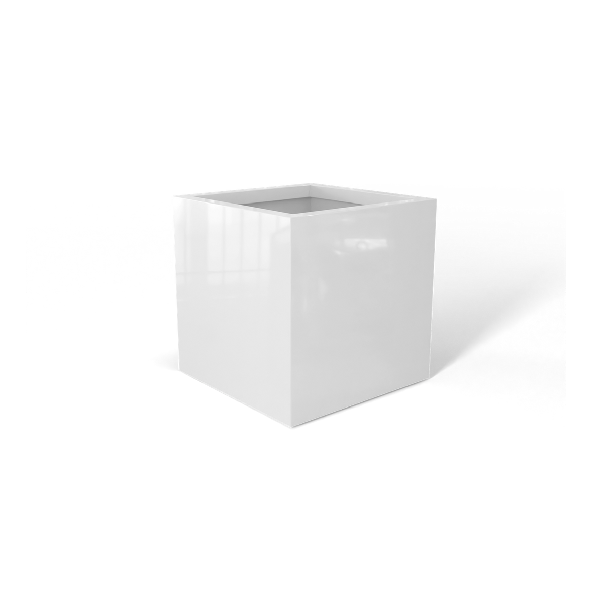 Monaco cube fiberglass planter in Gloss Bright White