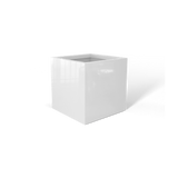 Monaco cube fiberglass planter in Gloss Bright White