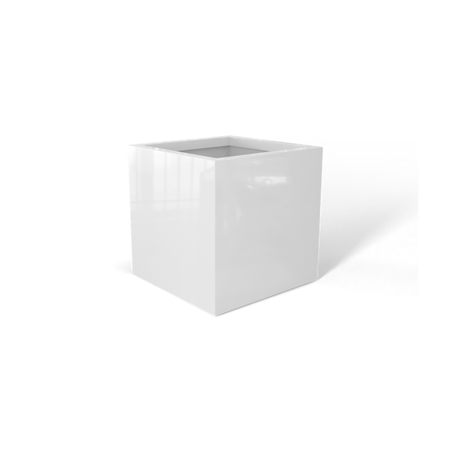Monaco cube fiberglass planter in Gloss Bright White