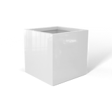 Monaco cube fiberglass planter in Gloss Bright White, 7 × 7 × 7 in, studio render