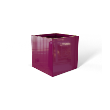 Monaco cube fiberglass planter in Gloss Eggplant
