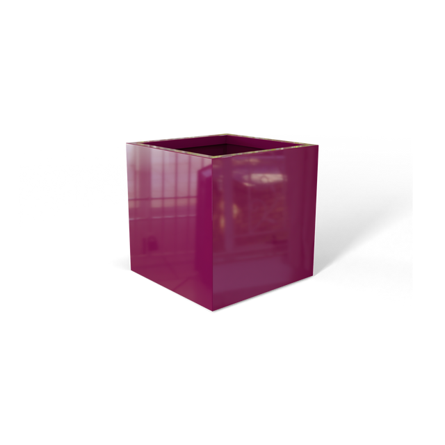 Monaco cube fiberglass planter in Gloss Eggplant