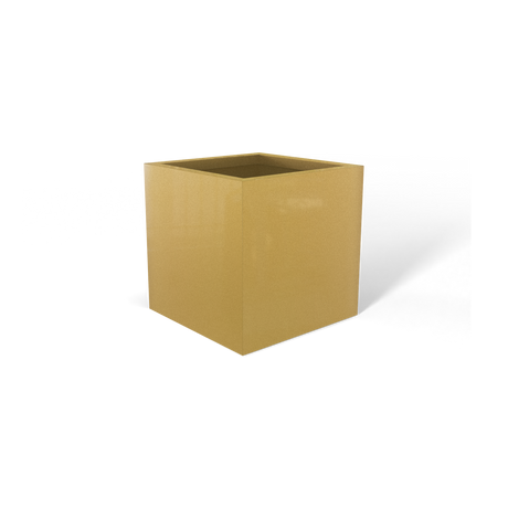 Monaco cube fiberglass planter in Gloss Metallic Gold