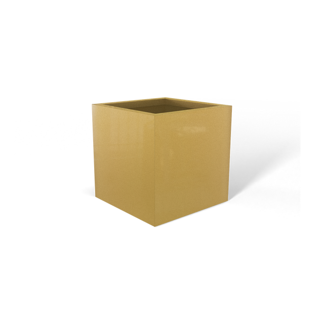 Monaco cube fiberglass planter in Gloss Metallic Gold