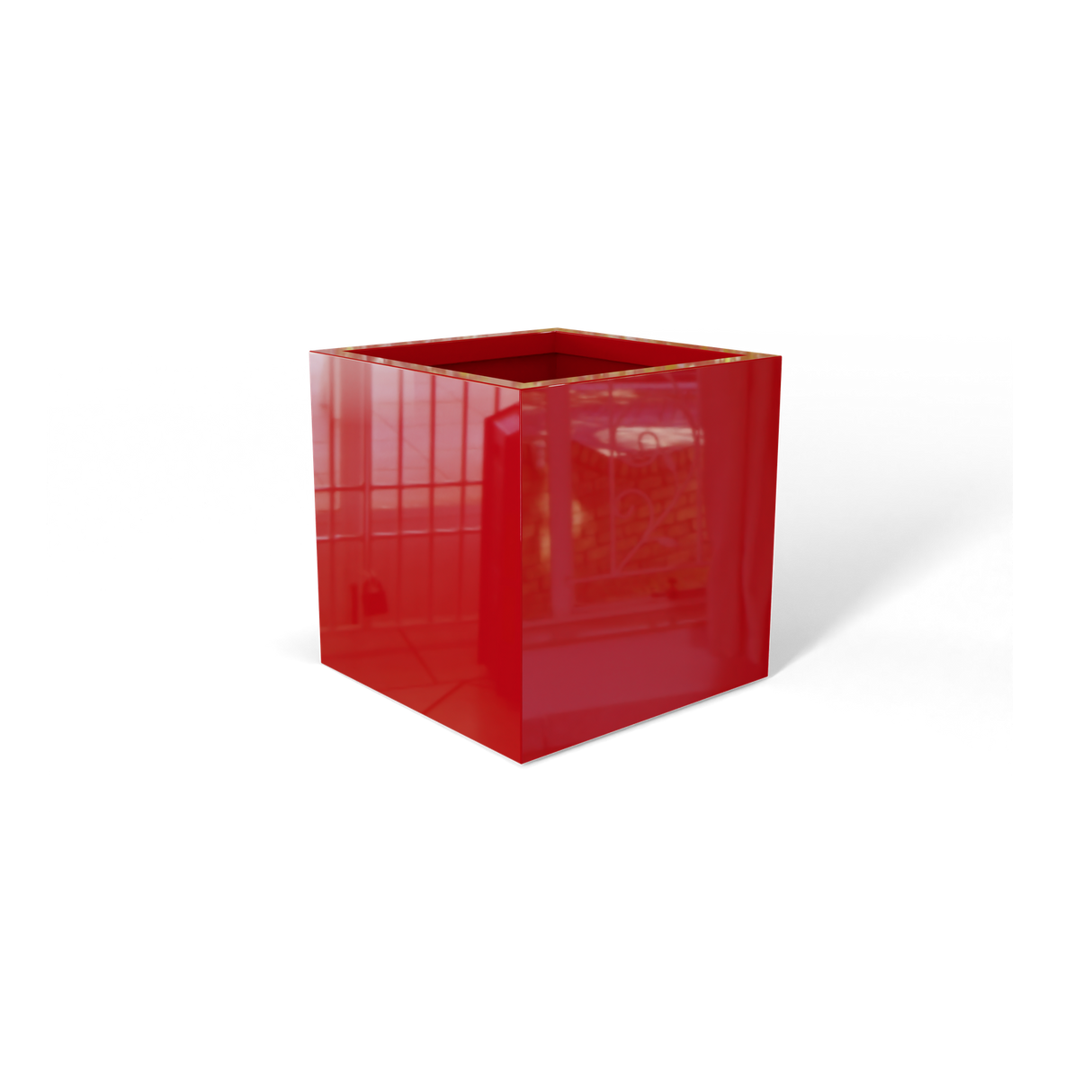 Monaco cube fiberglass planter in Gloss Red