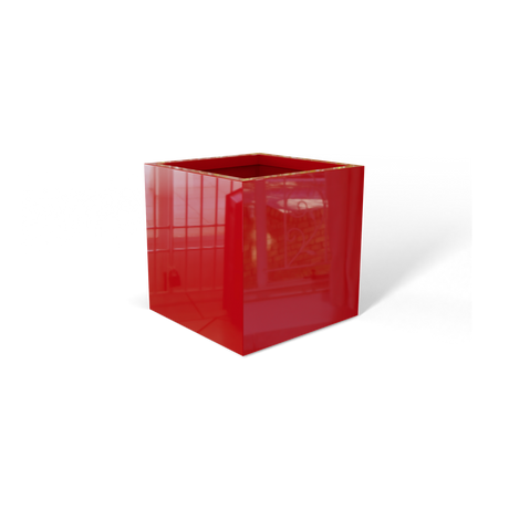 Monaco cube fiberglass planter in Gloss Red