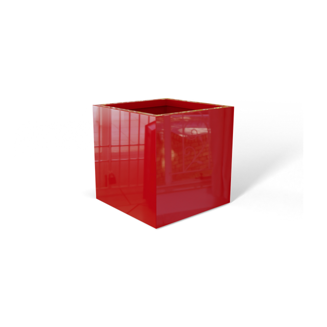 Monaco cube fiberglass planter in Gloss Red