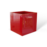 Monaco cube fiberglass planter in Gloss Red, 7 × 7 × 7 in, studio render