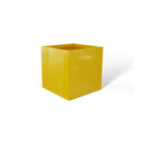 Monaco cube fiberglass planter in Gloss Saffron