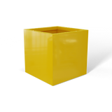 Monaco cube fiberglass planter in Gloss Saffron, 7 × 7 × 7 in, studio render