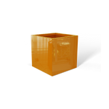 Monaco cube fiberglass planter in Gloss Tangerine