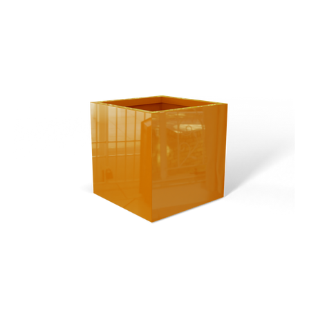 Monaco cube fiberglass planter in Gloss Tangerine