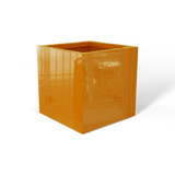 Monaco cube fiberglass planter in Gloss Tangerine, 7 × 7 × 7 in, studio render