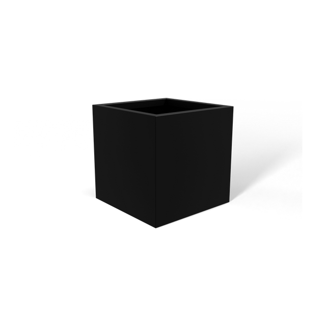 Monaco cube fiberglass planter in Matte Black
