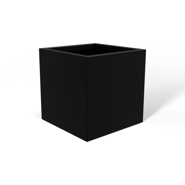 Monaco cube fiberglass planter in Matte Black, 7 × 7 × 7 in, studio render