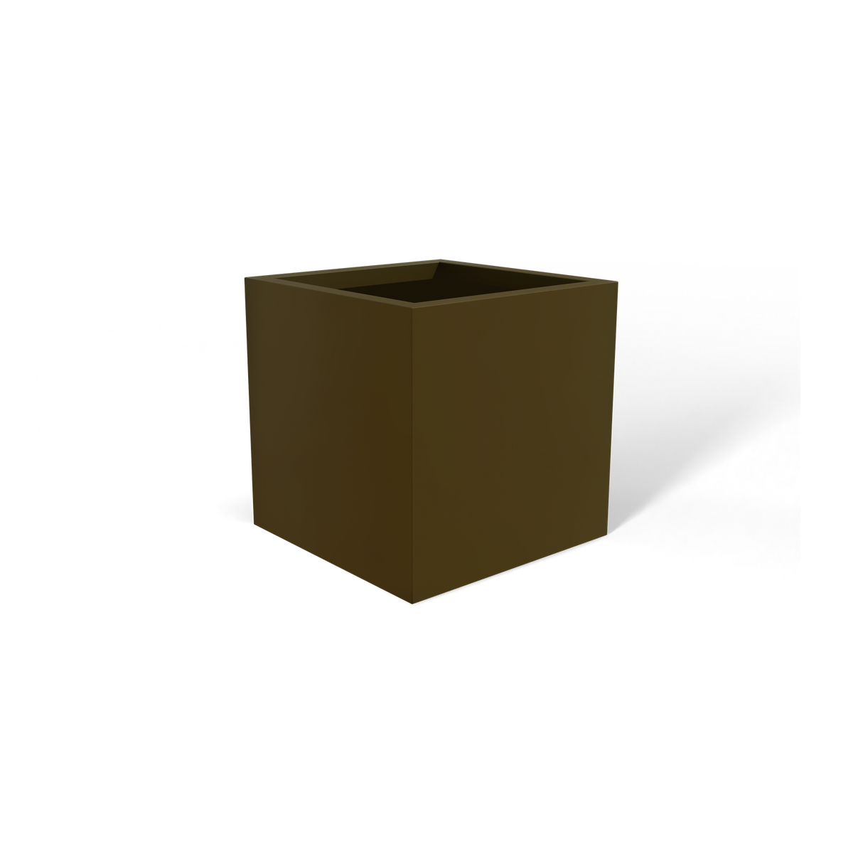 Monaco cube fiberglass planter in Matte Bronze