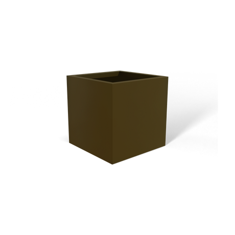 Monaco cube fiberglass planter in Matte Bronze