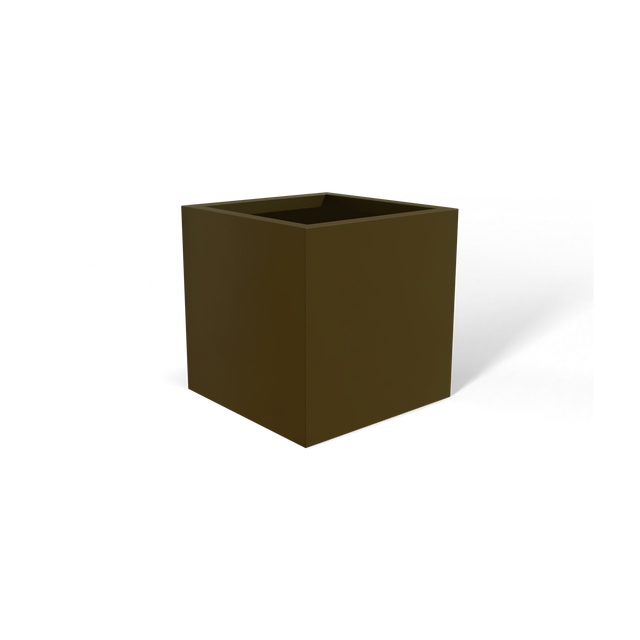 Monaco cube fiberglass planter in Matte Bronze
