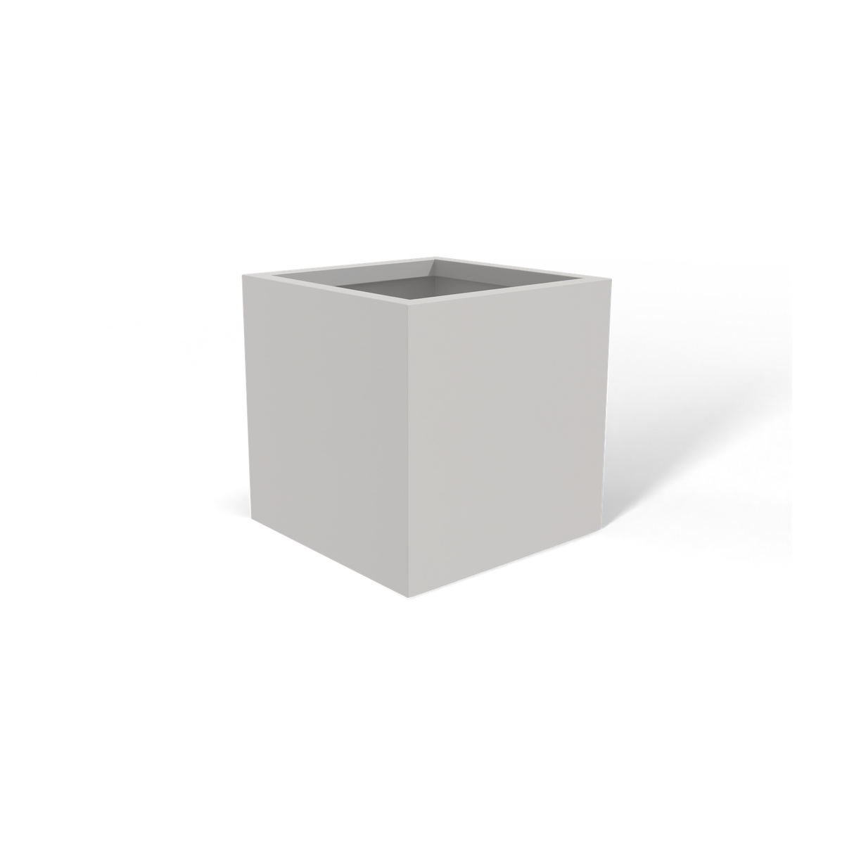 Monaco cube fiberglass planter in Matte Cement Grey