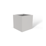 Monaco cube fiberglass planter in Matte Cement Grey
