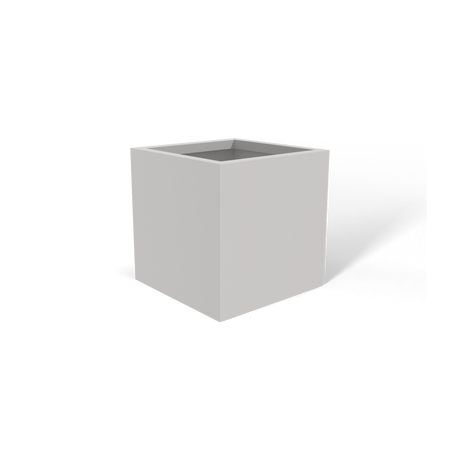 Monaco cube fiberglass planter in Matte Cement Grey