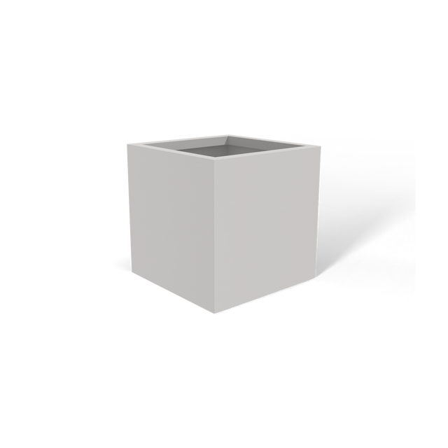 Monaco cube fiberglass planter in Matte Cement Grey