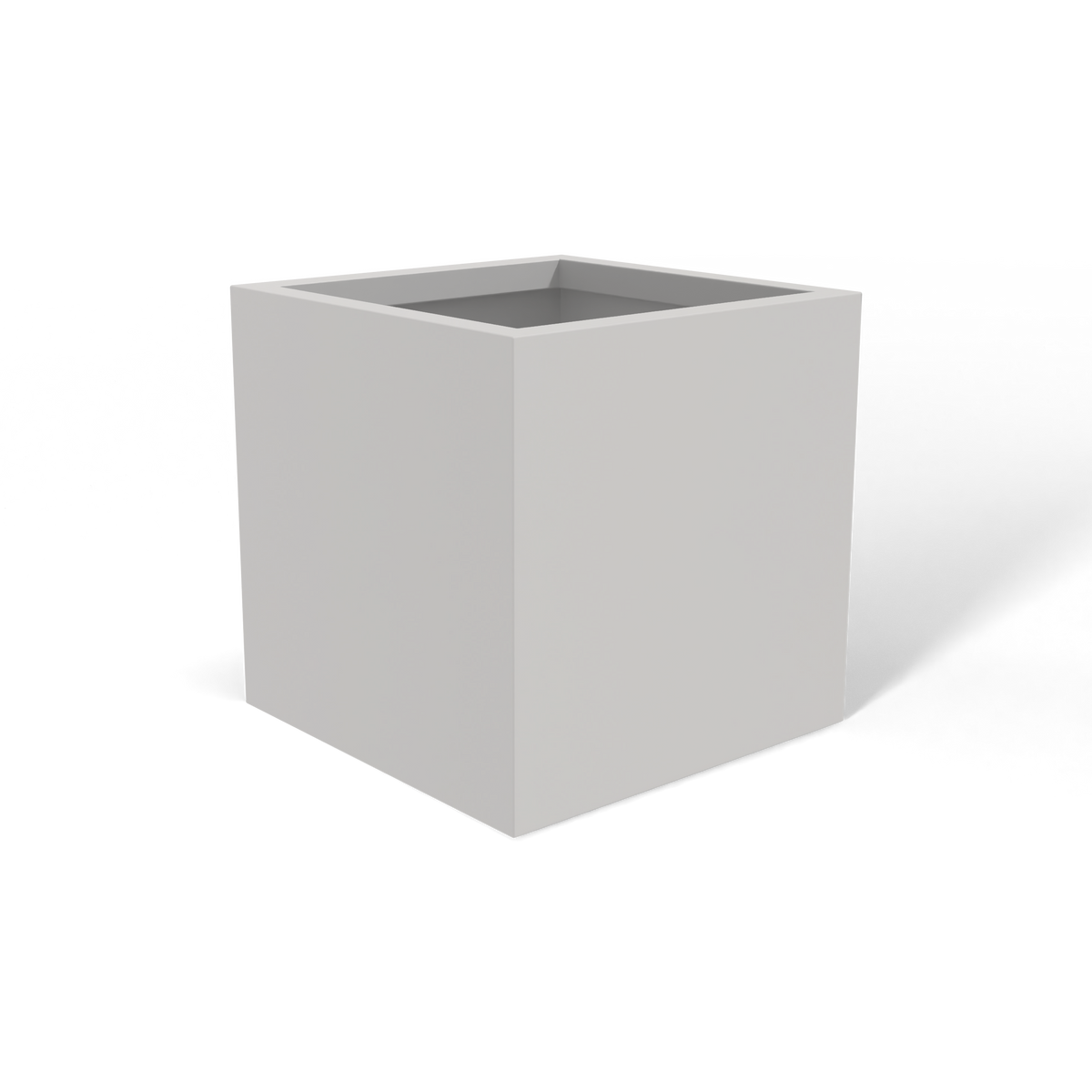 Monaco cube fiberglass planter in Matte Cement Grey, 7 × 7 × 7 in, studio render