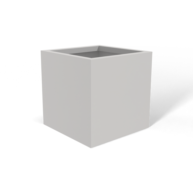 Monaco cube fiberglass planter in Matte Cement Grey, 7 × 7 × 7 in, studio render