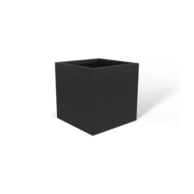 Monaco cube fiberglass planter in Matte Charcoal