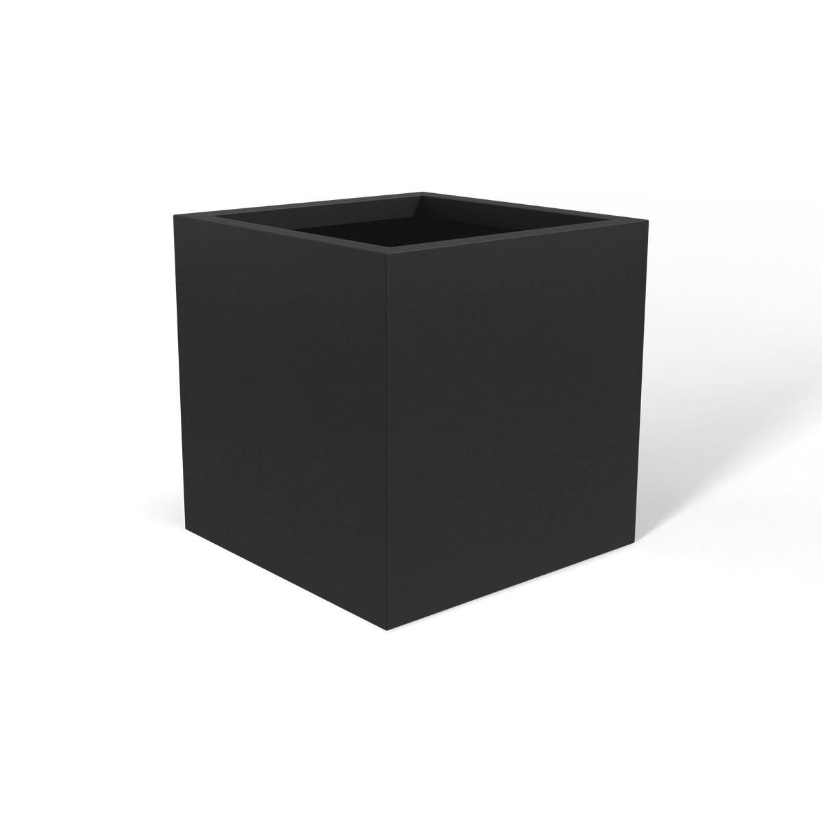Monaco cube fiberglass planter in Matte Charcoal, 7 × 7 × 7 in, studio render