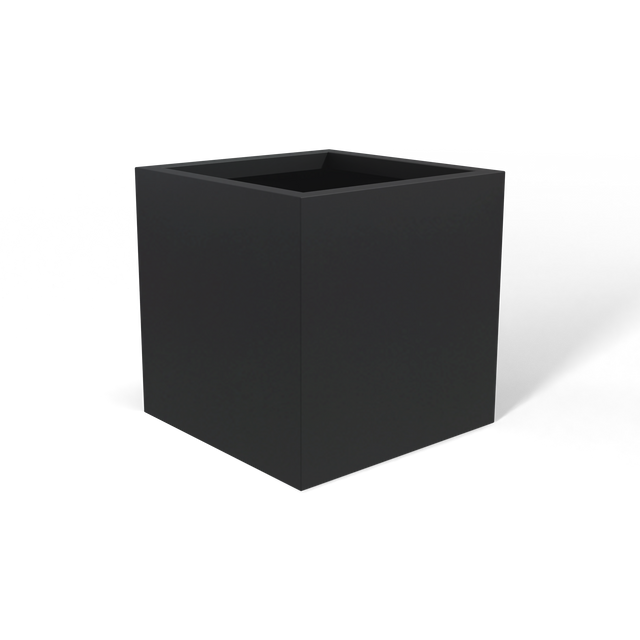 Monaco cube fiberglass planter in Matte Charcoal, 7 × 7 × 7 in, studio render