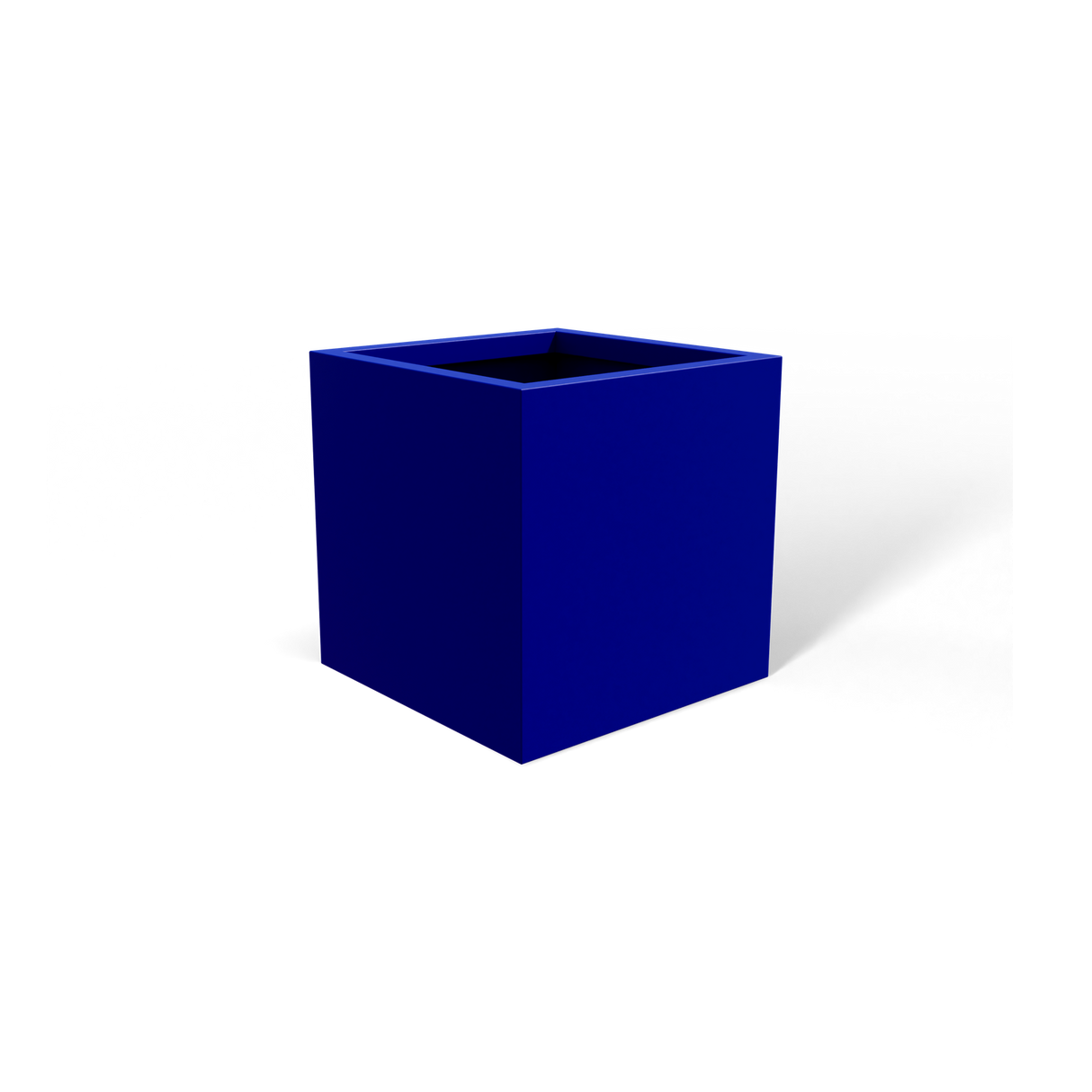 Monaco cube fiberglass planter in Matte Cobalt Blue
