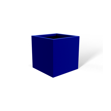 Monaco cube fiberglass planter in Matte Cobalt Blue