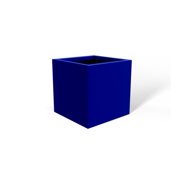 Monaco cube fiberglass planter in Matte Cobalt Blue