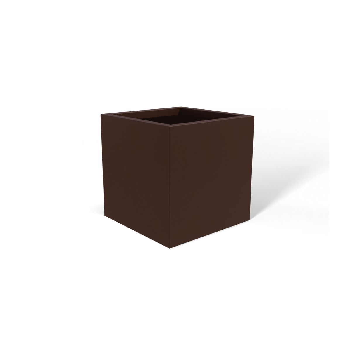 Monaco cube fiberglass planter in Matte Dark Brown
