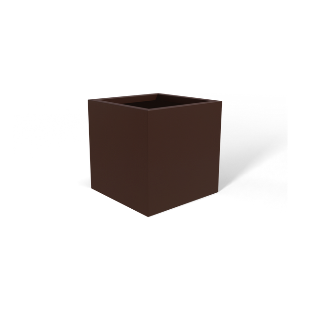Monaco cube fiberglass planter in Matte Dark Brown