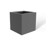 Monaco cube fiberglass planter in Matte Gunmetal, 7 × 7 × 7 in, studio render