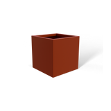 Monaco cube fiberglass planter in Matte Terra Cotta