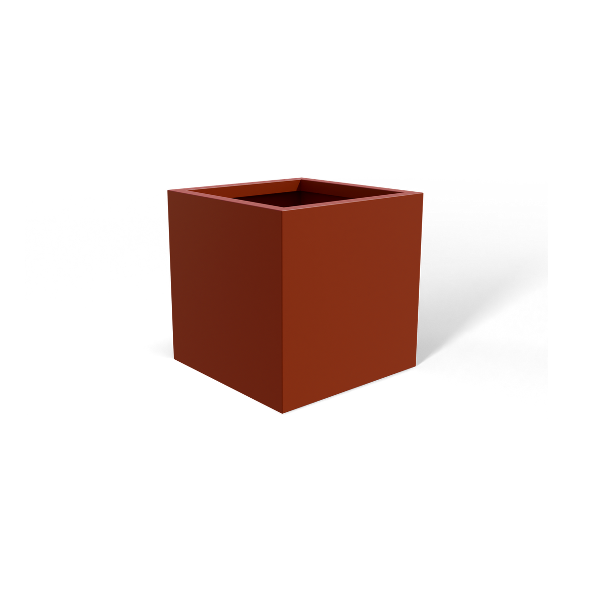 Monaco cube fiberglass planter in Matte Terra Cotta
